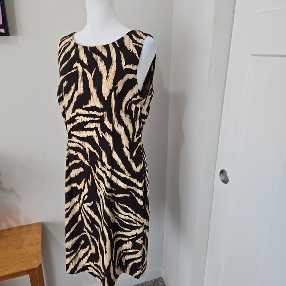 Nordstrom Connection Apparel Animal Print Sleeveless Shift Dress Sz 10 - Picture 4 of 10